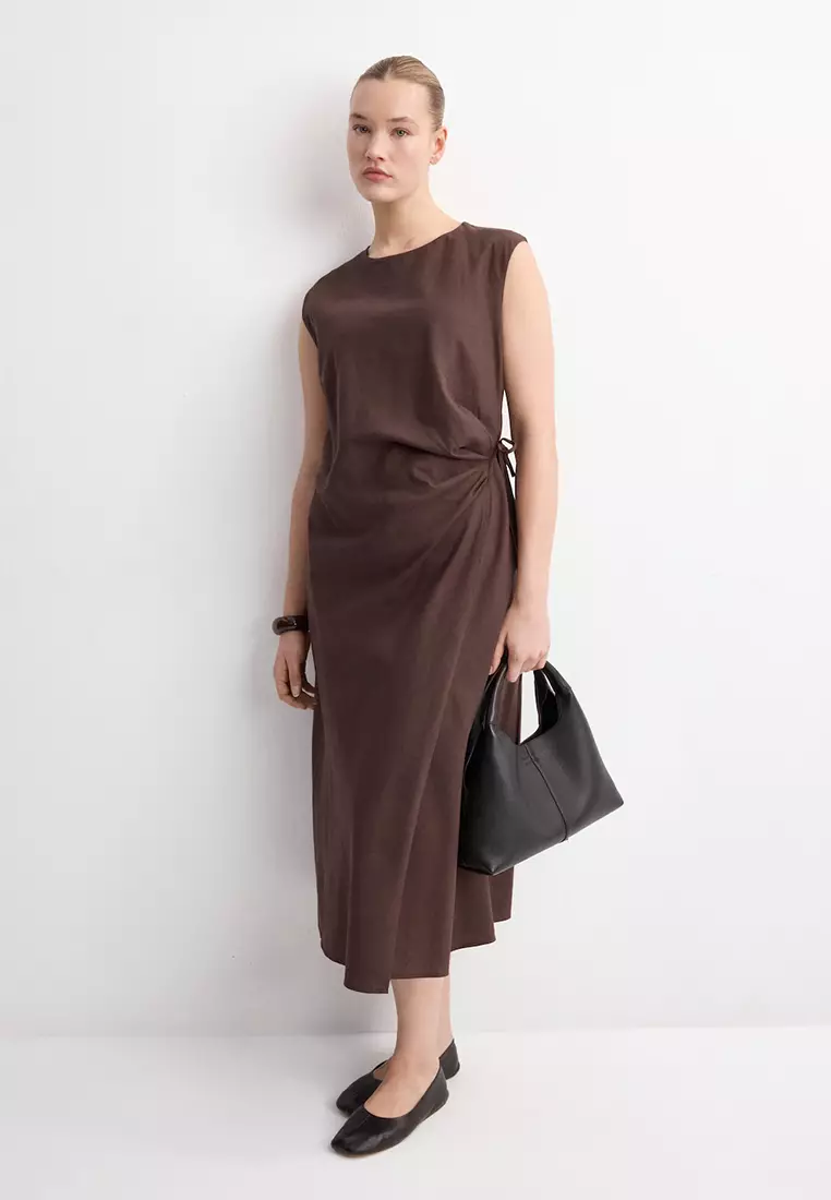 Wrap Midi-Dress With Knot