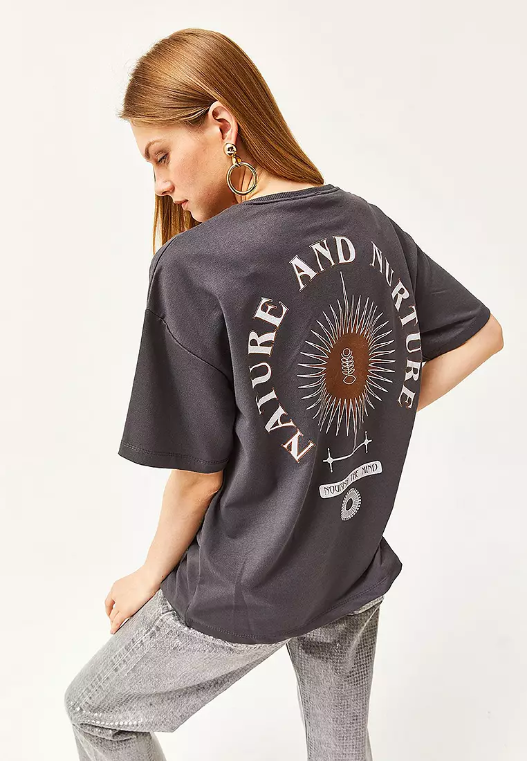 Symbol Front Back Printed 2 Thread Unisex Oversize T-Shirt