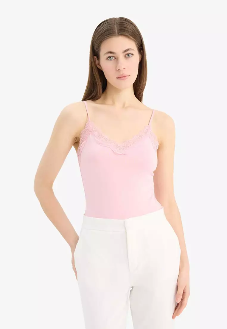 Slim Fit Slim Fit V-Neck Lace Snap Body E8483Ax25Sp