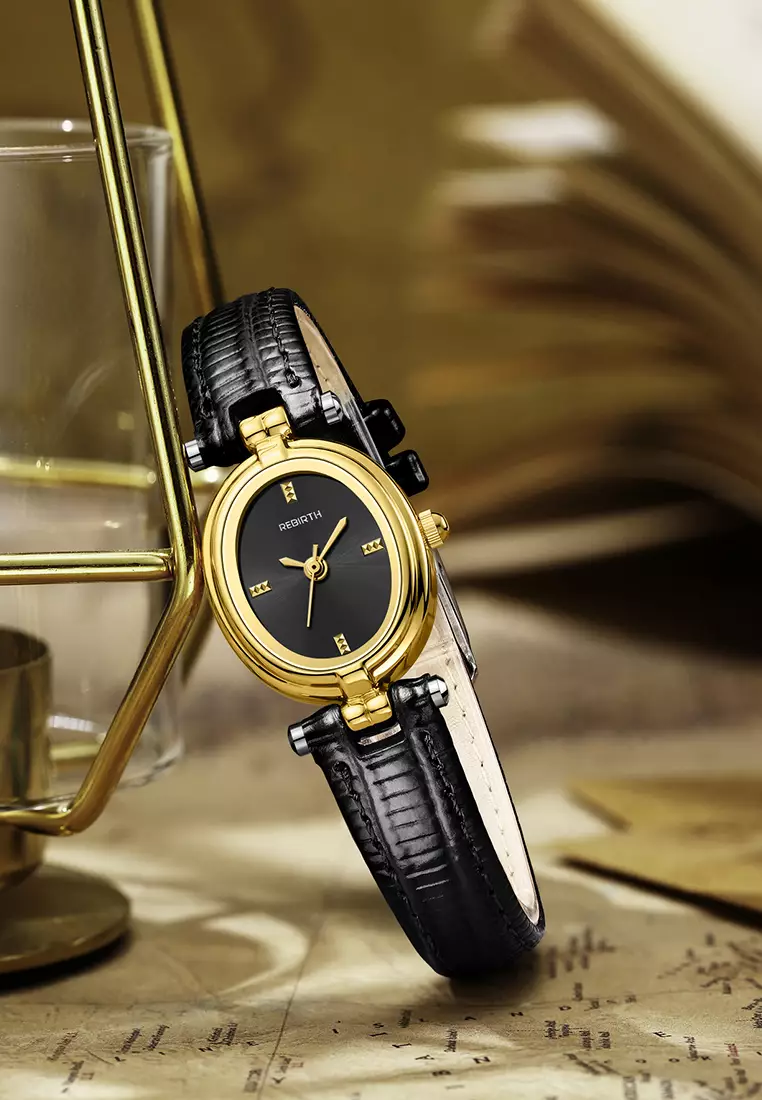 Jam Tangan Wanita Korean Anti Air Original Antik Elegan Tali Kulit Jam Tangan Cewek allblack