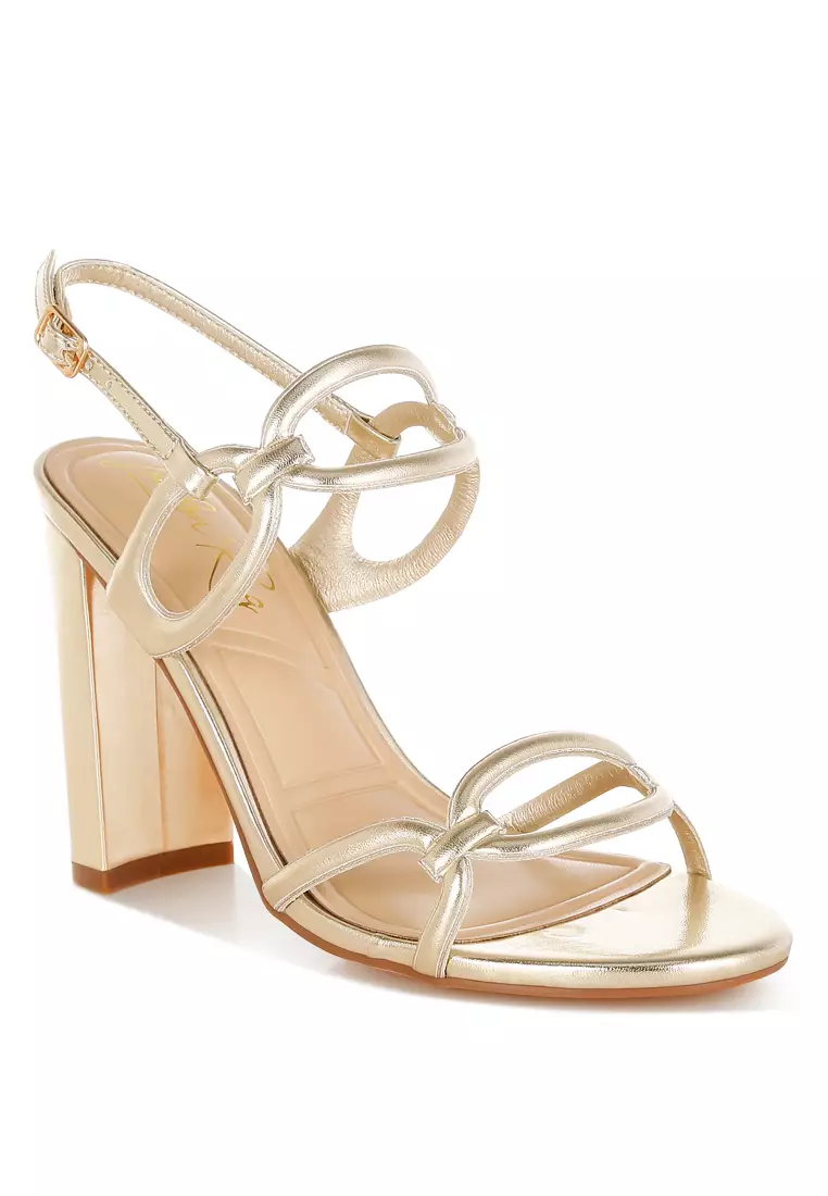 Gold Cut Out Chain Metallic Sandals