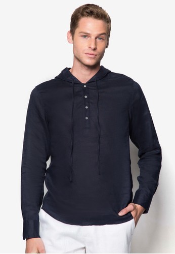 Nt -Lesprit outlet台北ong Sleeve Linen Shirt With Hood, 服飾, 素色襯衫