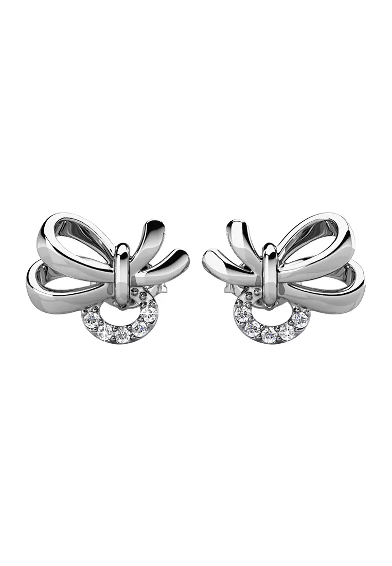 Her Jewellery Posie Earrings (White Gold) - Luxury Crystal Embellishments plated with 18K Gold