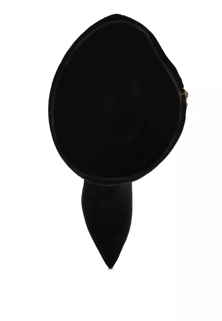 Black Slim Block Heel Long Boots