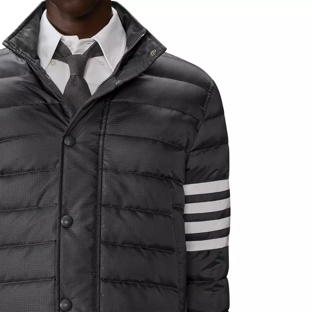 Shiny Ripstop Lightweight Down Filled 4-Bar Jacket Dark Grey