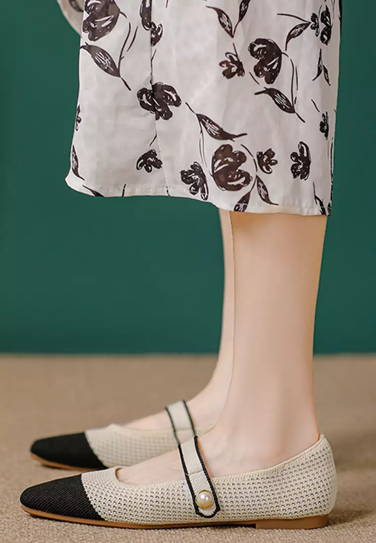 Pearl Strap Flyknit Mary Jane Shoes QC333