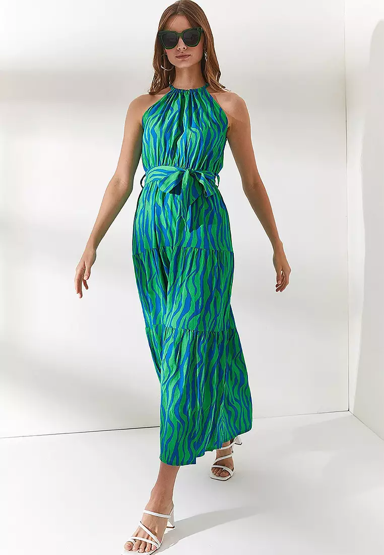 Halter Neck Belted Dress