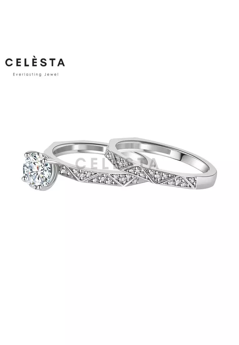 Berlian Moissanite Clarette Ring [GRA CERTIFICATE MOISSANITE DIAMOND] - Cincin Moissanite Diamond 1 CT 925 Silver Celesta by Her Jewellery