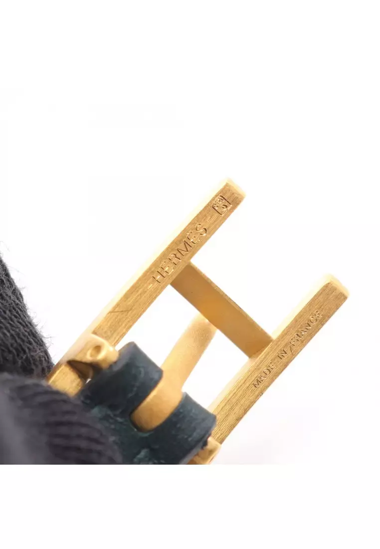 Pre-Loved Hermès Be Api double tour bracelet GP Veau epsom Veau Swift gold Dark navy Dark green