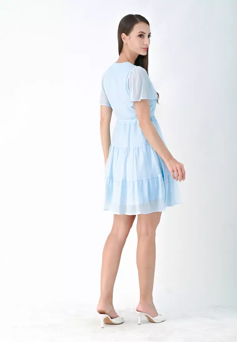 可调节腰围迷你连衣裙