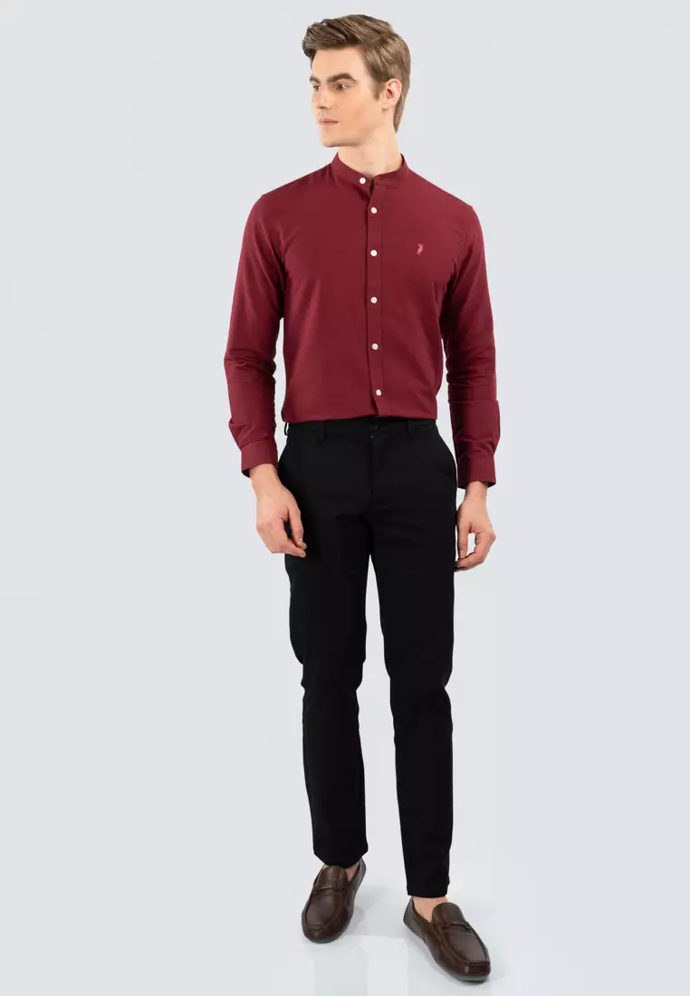 Polo Haus - Men’s Cotton Mix Signature Fit Mandarin Collar Long Sleeve MBLSE002