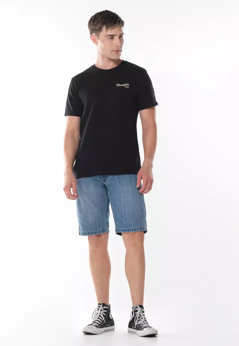 Plain Logo T-Shirt for Men in Black Color