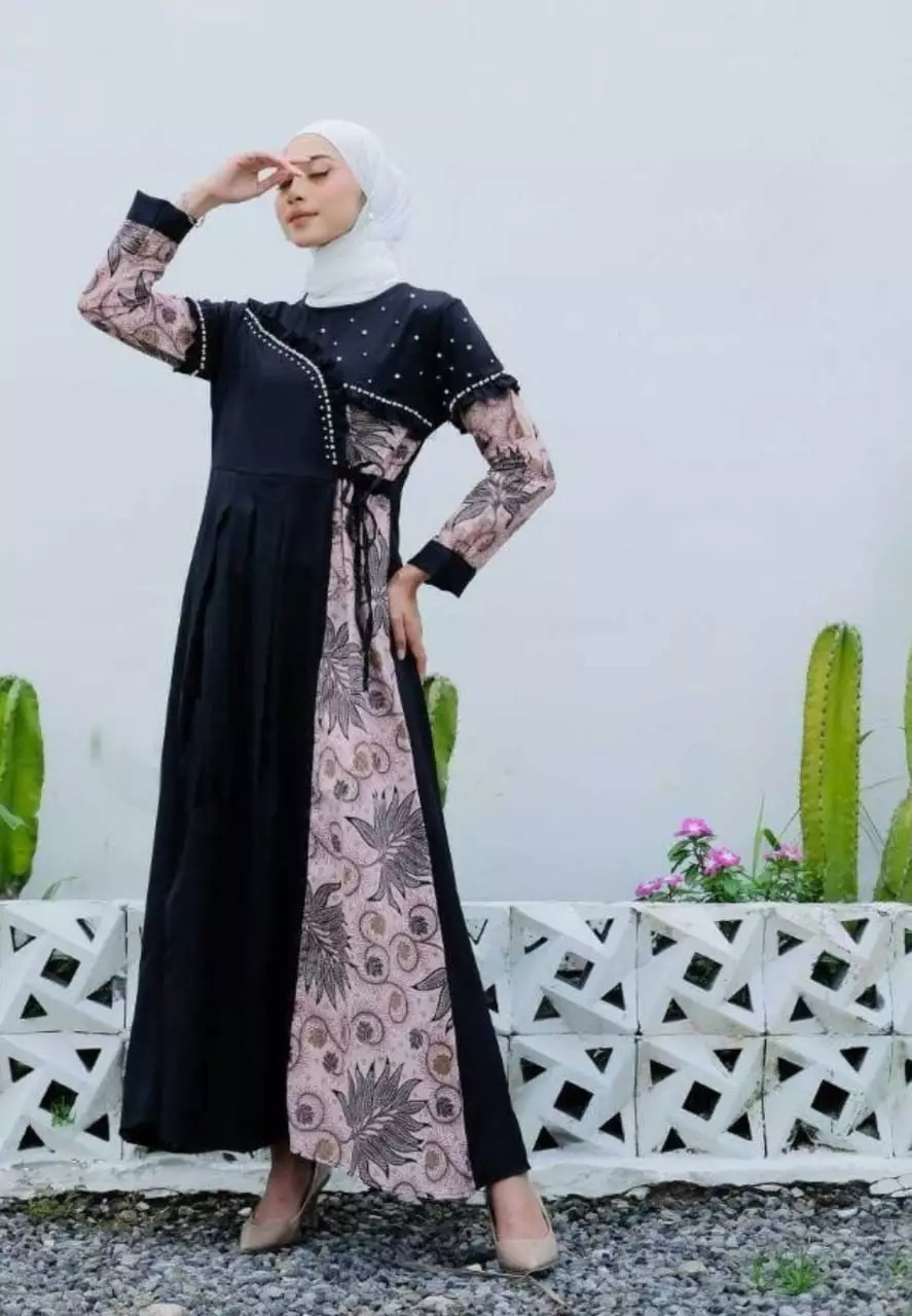 Moza Oranye Hitam Dress | Gamis | Long Dress Party Modern Premium JTR