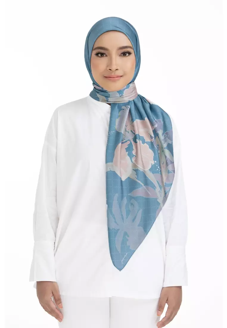 Buy Jovian Jovian Hijab | Pop Raya Printed Square Shawl Satin in Dusty ...