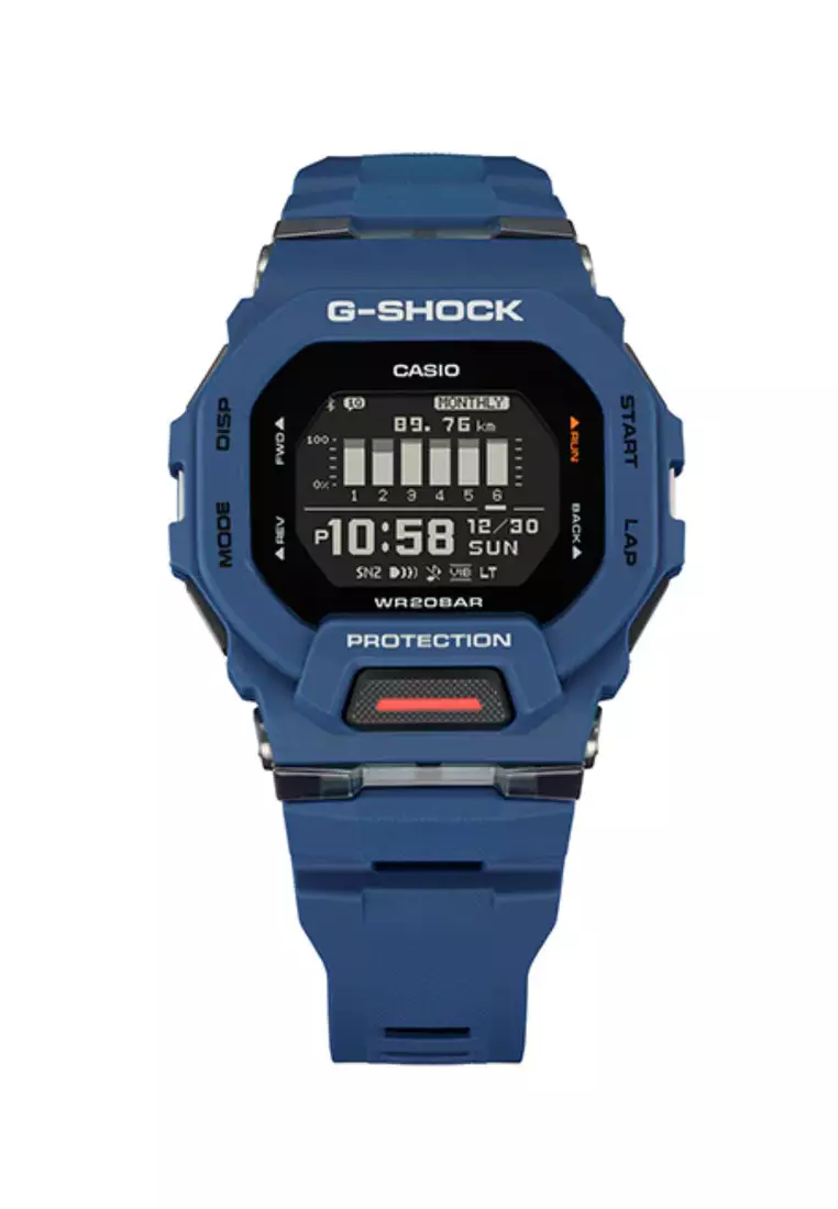 Casio G Shock Men s Digital Watch GBD 200 2 G SQUAD Line Support Bluetooth Blue Resin Band Sports Watch