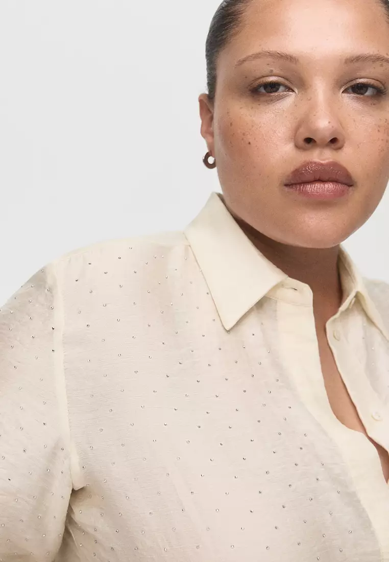 Satin Shirt with Rhinestones