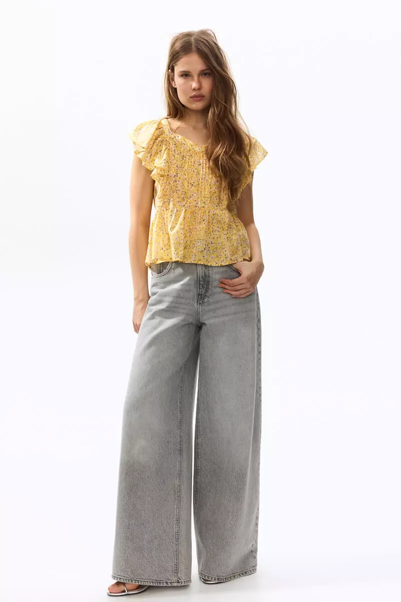 Frill-trimmed cotton top