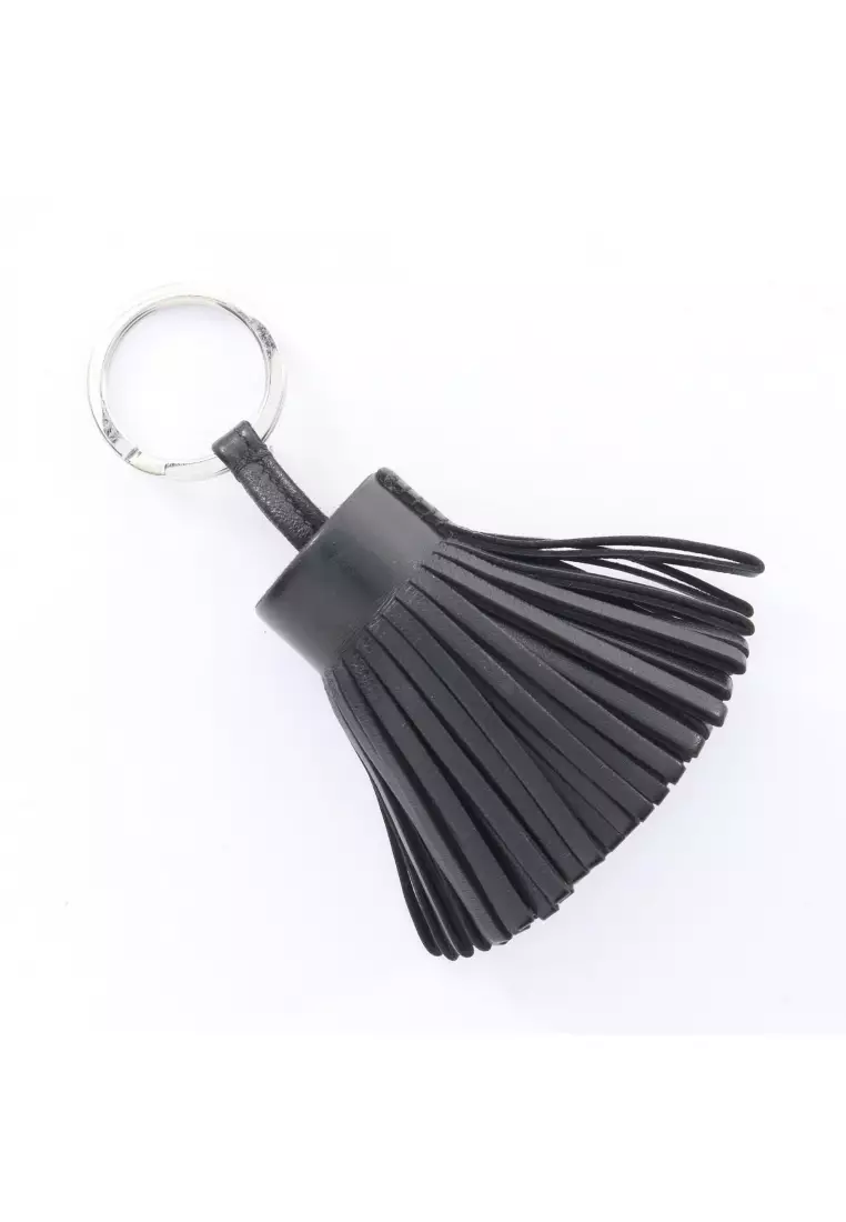 Pre-Loved Hermès carmen bag charm key ring Agneau black silver hardware W engraved