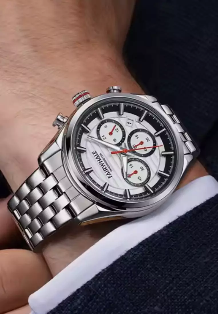 Unisex Chronograph Quartz Watch, 42mm, Metal Bracelet