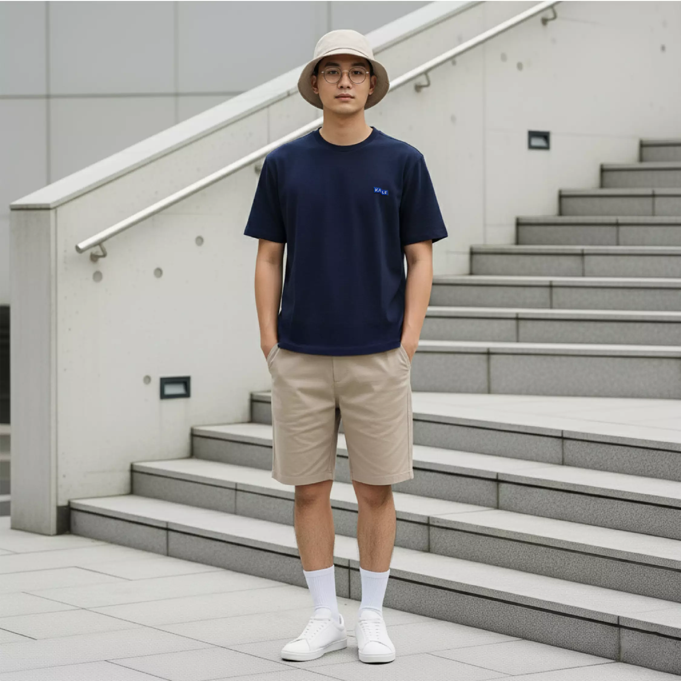 Kale PLUTO NAVY T-shirt Cotton Cloudy Boxy Fit - Kaos Korea - Atasan Kaos Pria - Kaos Basic Pria