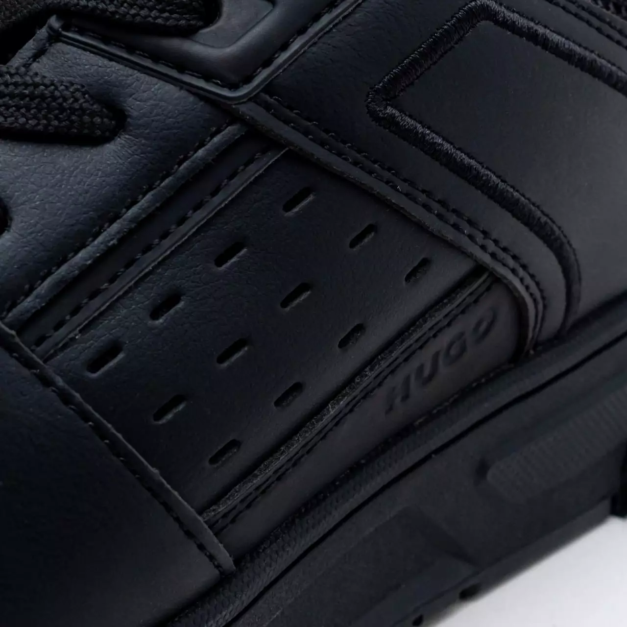 Faux-Leather Trainers with Mesh Trims Sneakers Black