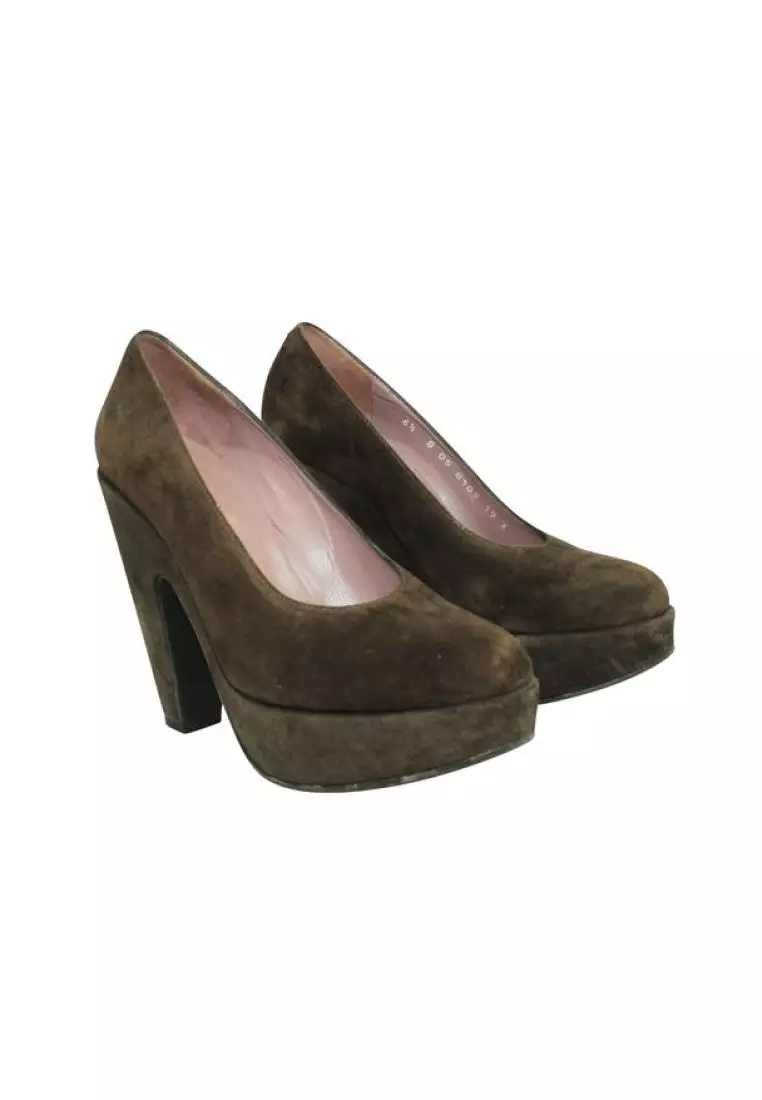 Dark brown deals suede heels