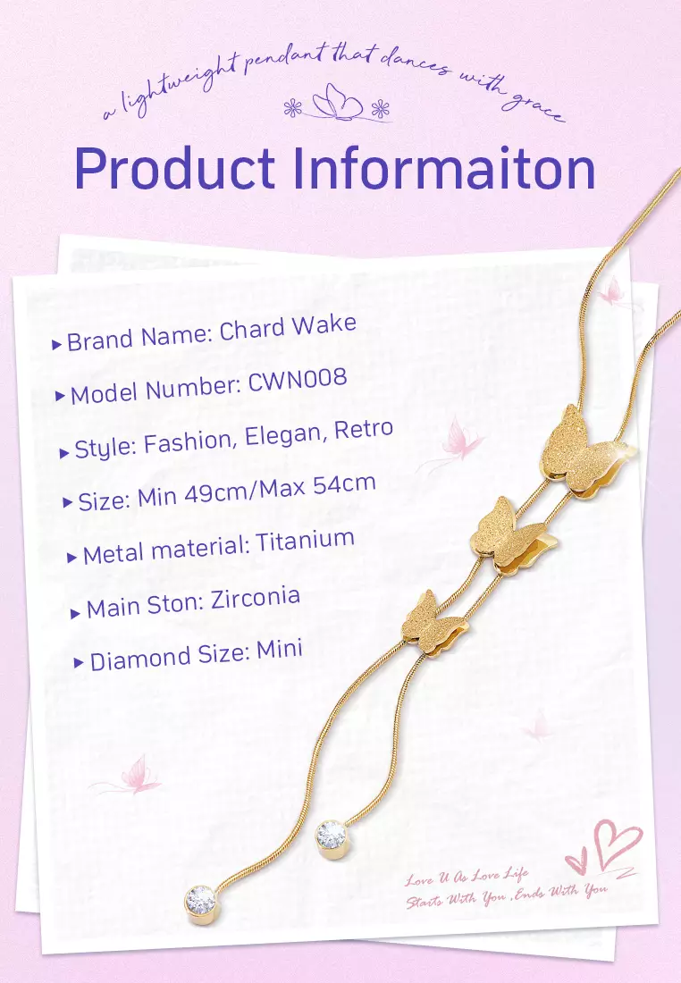 Kalung Wanita Korea Butterfly Style Titanium Anti Pudar Kalung Cewek Original