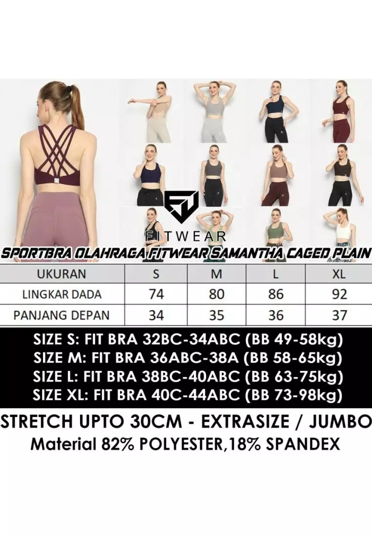 Fitwear - Sportbra Olahraga Wanita SAMANTHA [CAGED PLAIN] - CHOCOLATE