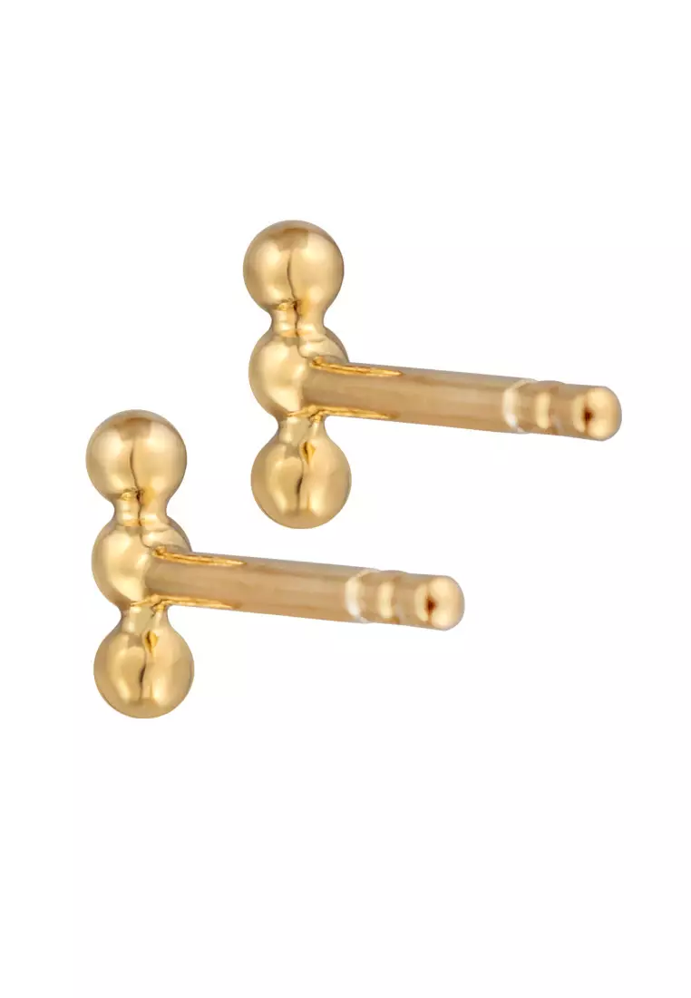Anting Perhiasan Perak 925 Wanita Stud Ball Design Basic Gold Plated