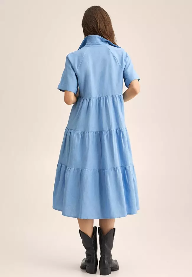 Mango frill cotton outlet dress
