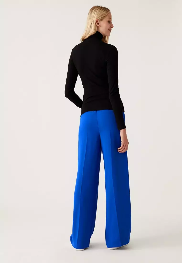 Buy MARKS & SPENCER Crepe Drawstring Wide Leg Trousers 2023 Online ...