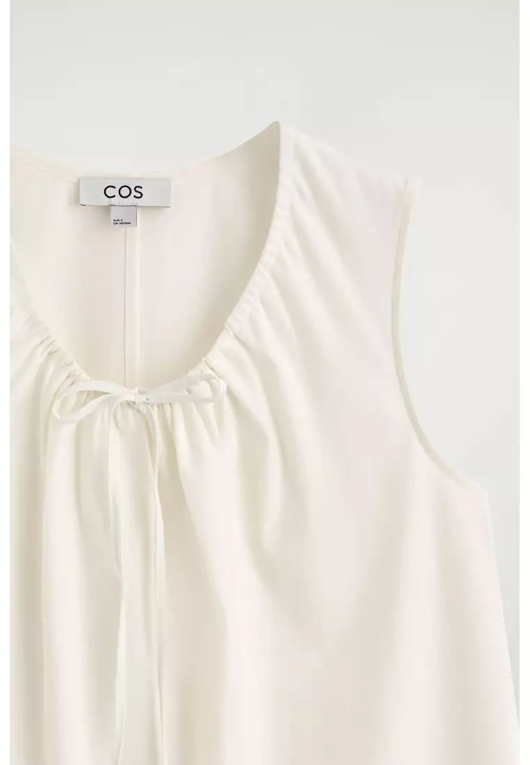 GATHERED-NECK JERSEY TANK TOP