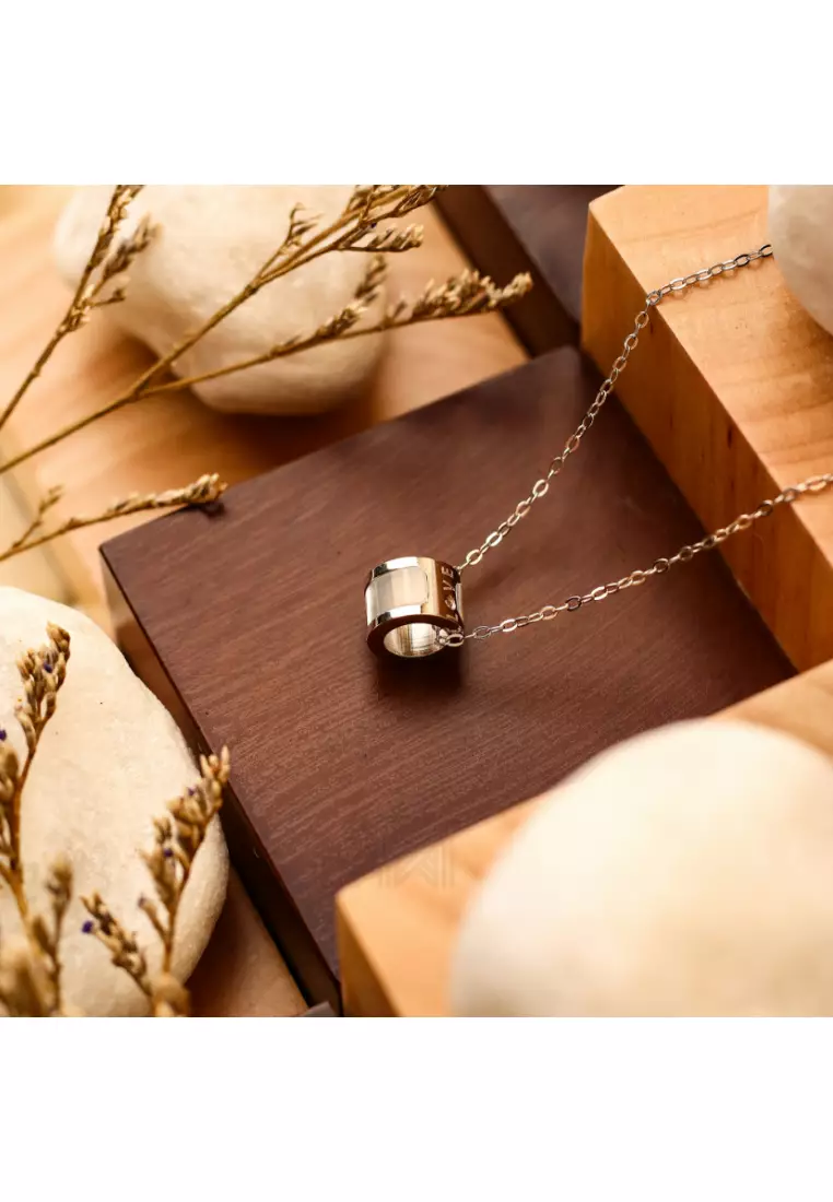 Minimal Studded Love Revolution Cubic Zirconia White Gold Necklace with 925 Sterling Silver