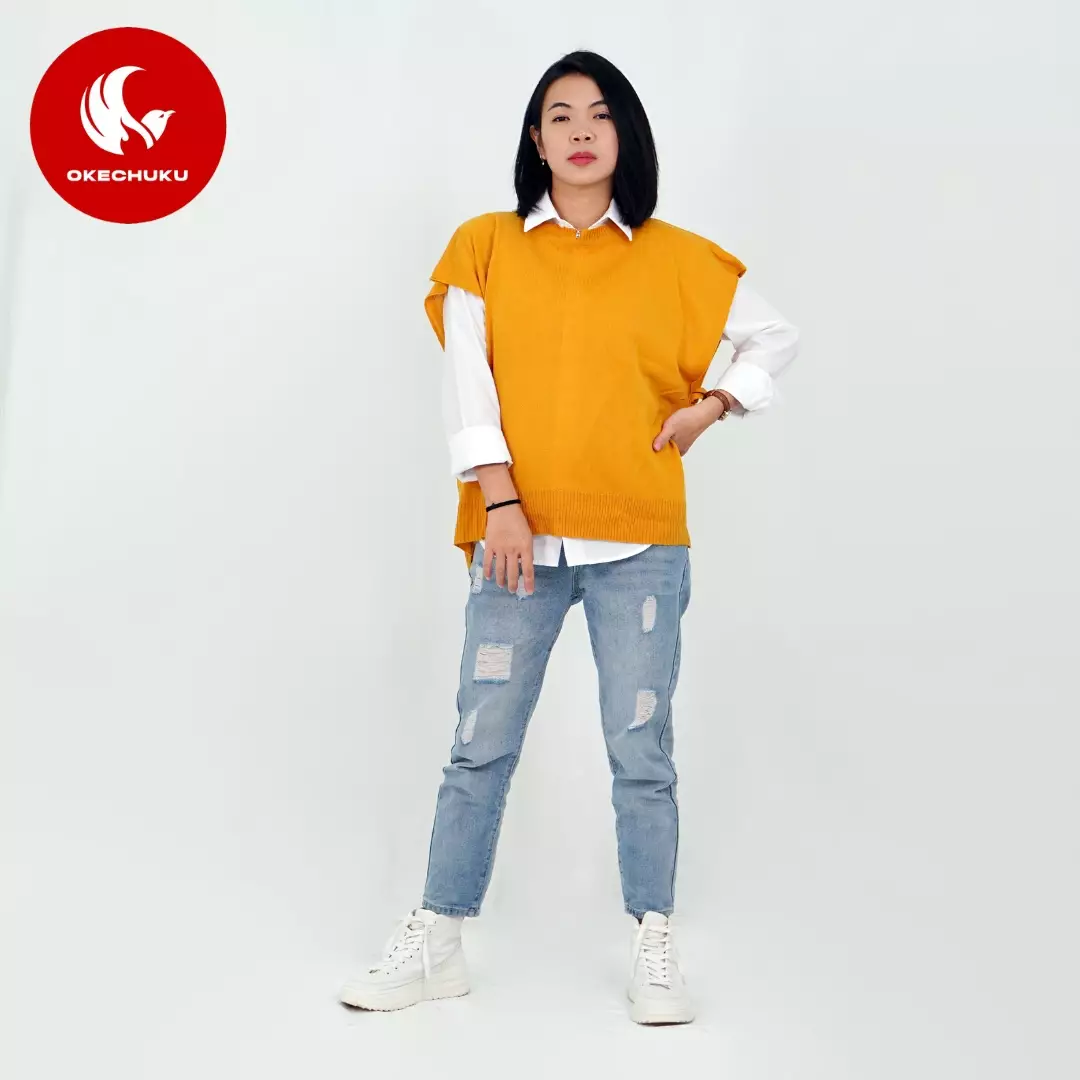 OKECHUKU Andien Knit Vest Korean Style Rompi Rajut Wanita Polos Vest Tali Outer Hijab