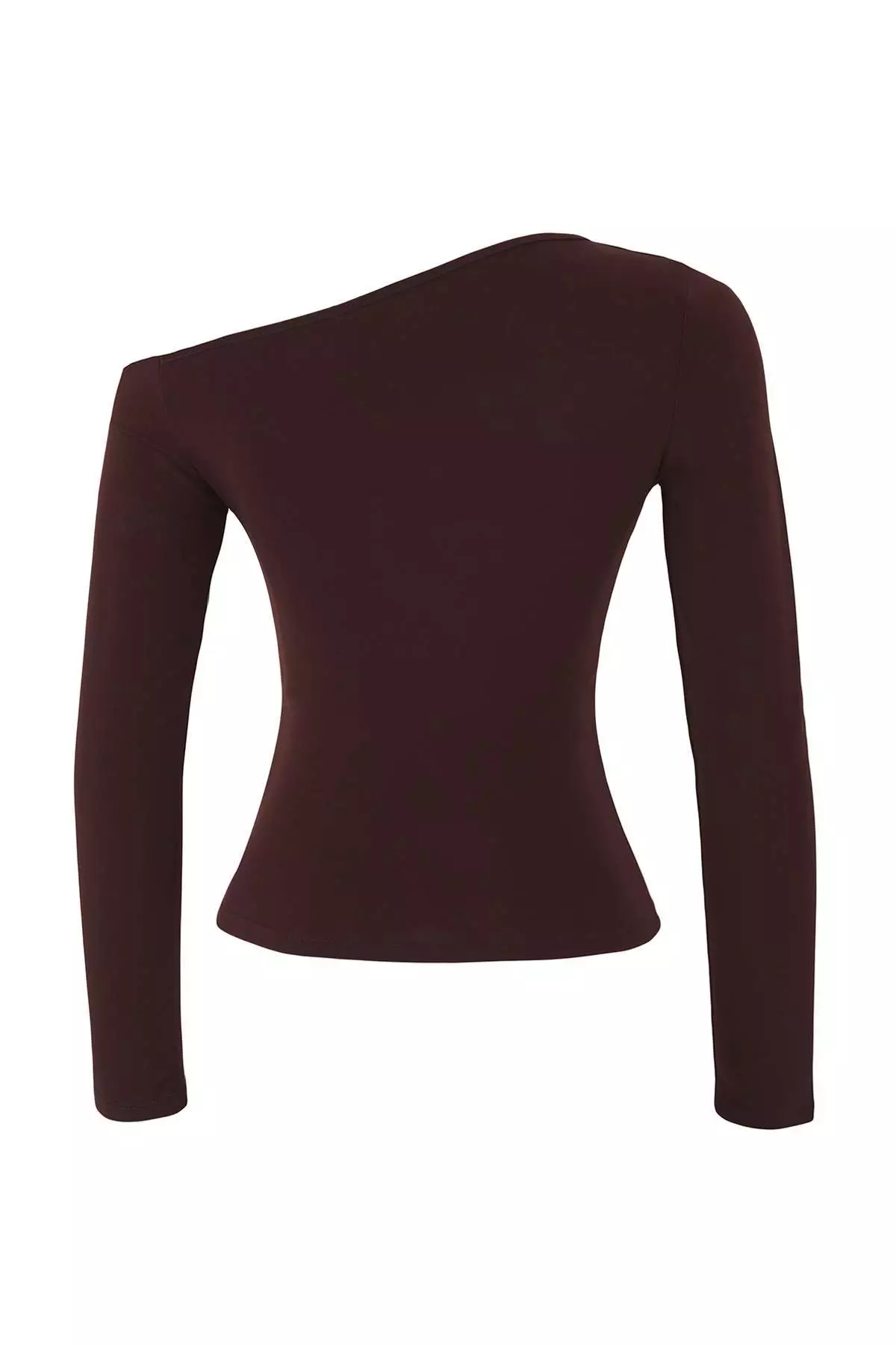 Brown Fitted/Fits The Body Accessory Detailed Asymmetrical Collar Flexible Knitted Blouse Twoaw26Bz00075