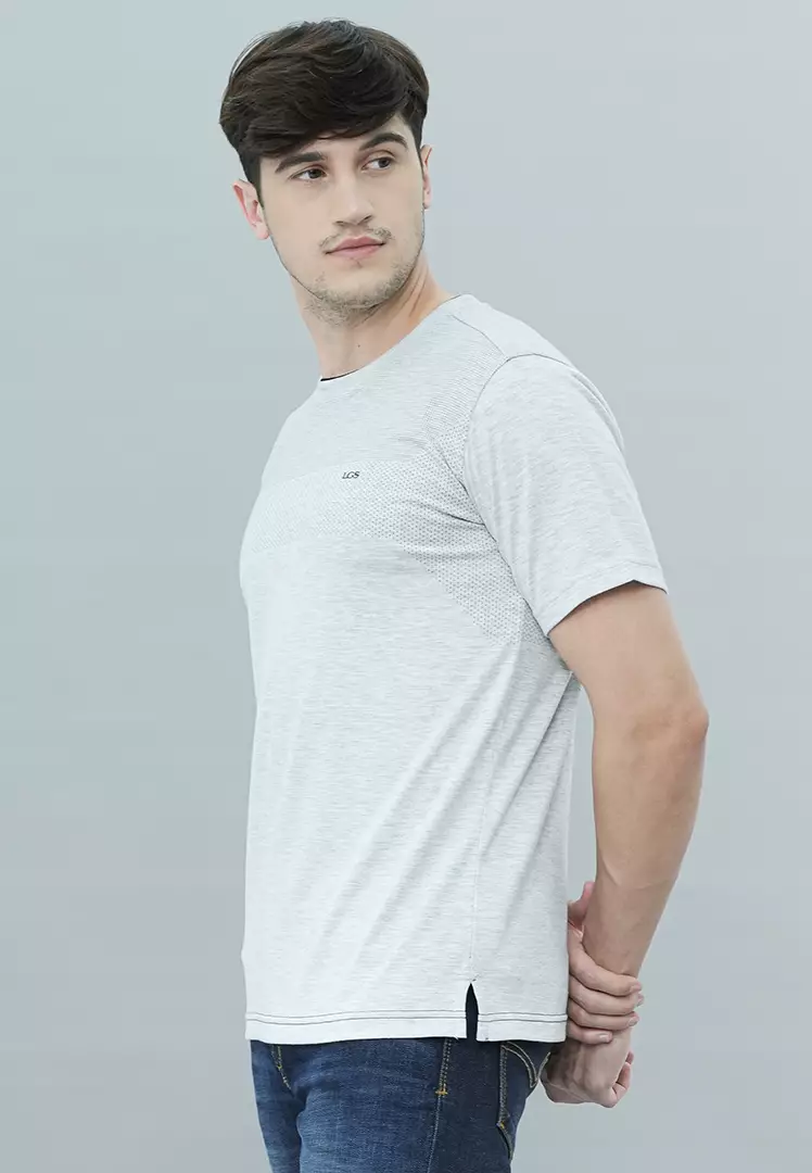LGS - Kaos Casual Pria Lengan Pendek Motif Garis Warna Putih Slim Fit - JTS.322.S3377F.01.C