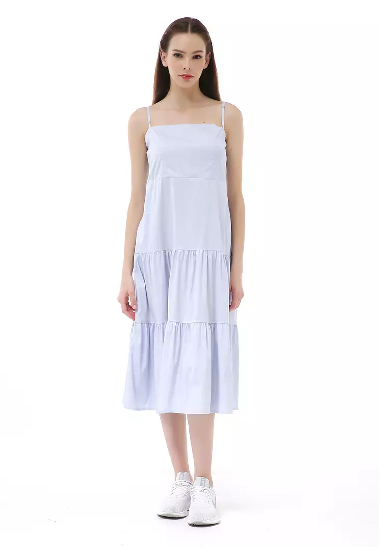 Rachel Strap Dress Wanita Simple Desain Motif Polos Material Cotton ORIGINAL - Baby Blue