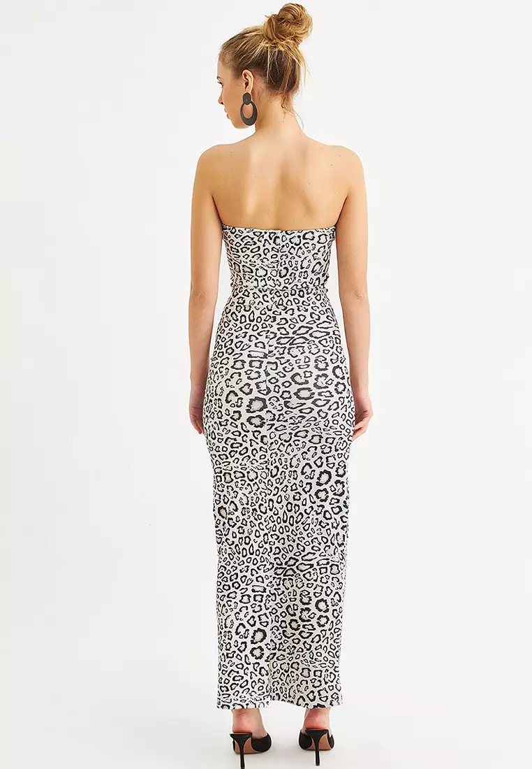 Strapless Slit Maxi Dress