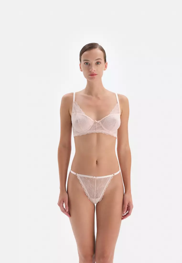 Buy DAGİ Ecru Sheer Thong, Regular Fit, Underwear for Women in