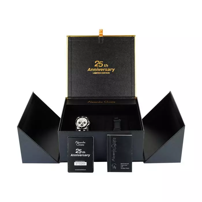 Alexandre Christie Jam Tangan Wanita - Silver Black White - Stainless Steel - 6141 XXVBTBSLBA