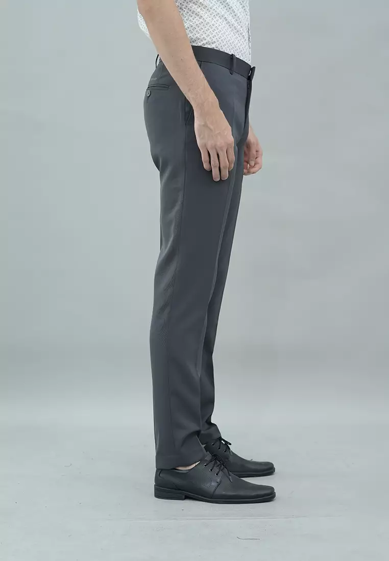 Johnwin - Celana Formal Pria - Harington Pants - abu - Polyester - Slim Fit - F.1010.010.103.C