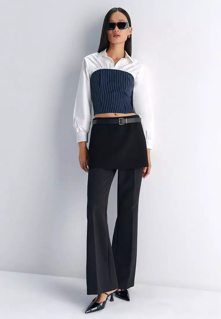 2 Layered Stripe Shirt - Navy/White