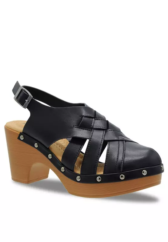 Solid Tone Wooden Casual Heels