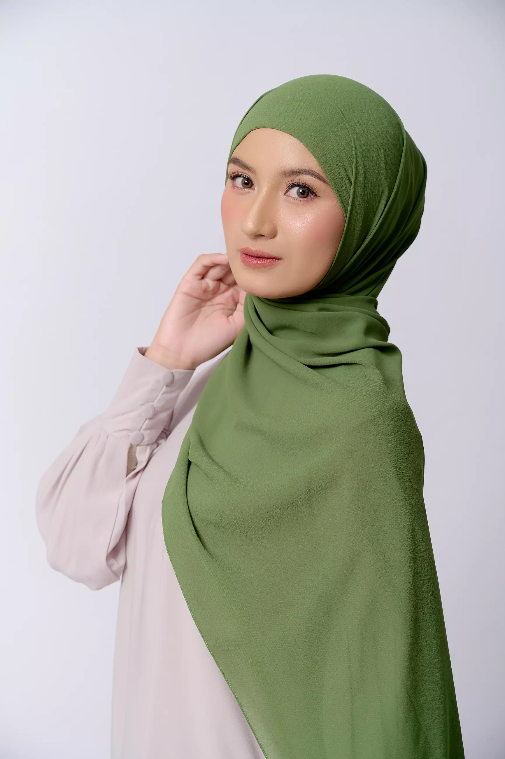 ZM Zaskia Mecca - Klavi Leaf Green Pashmina