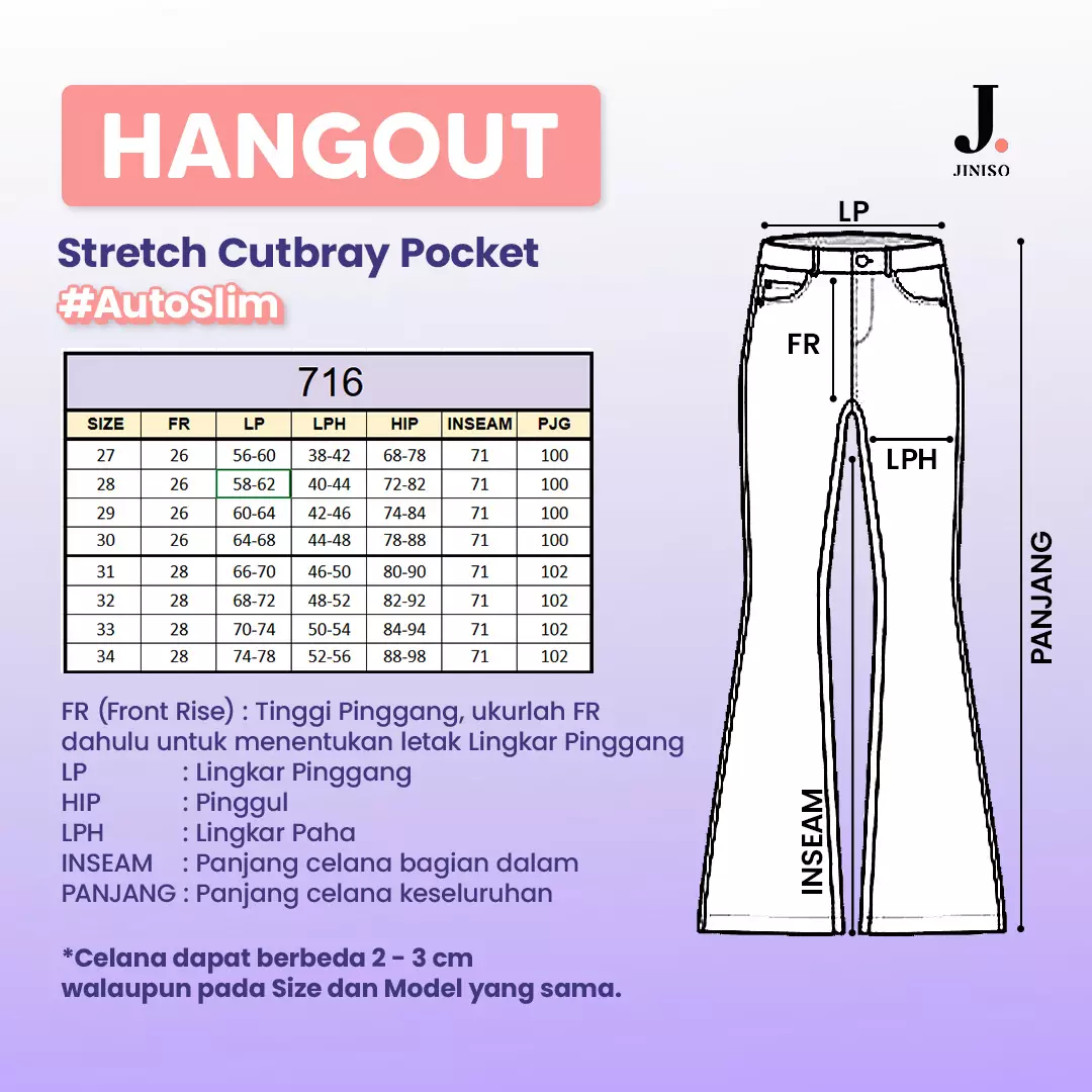 Highwaist Stretch Cutbray Pocket Jeans 716 HANGOUT
