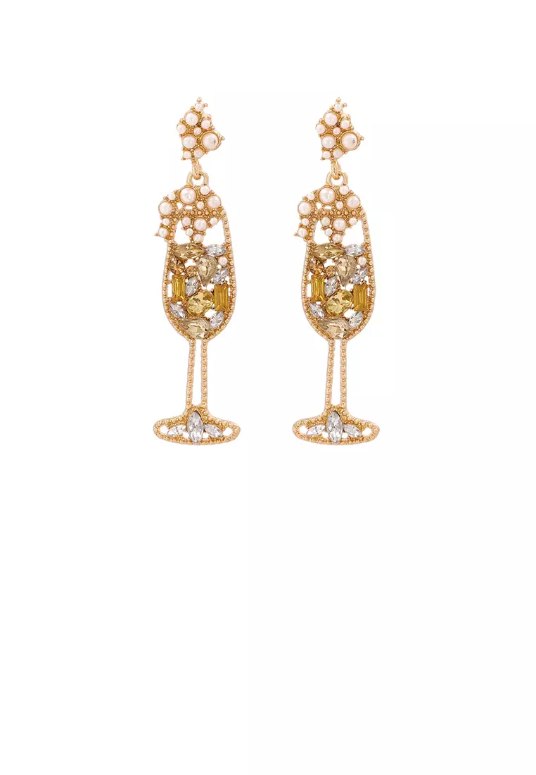 Buy Glamorousky Fashion Temperament Plated Gold Wine Glass shaped