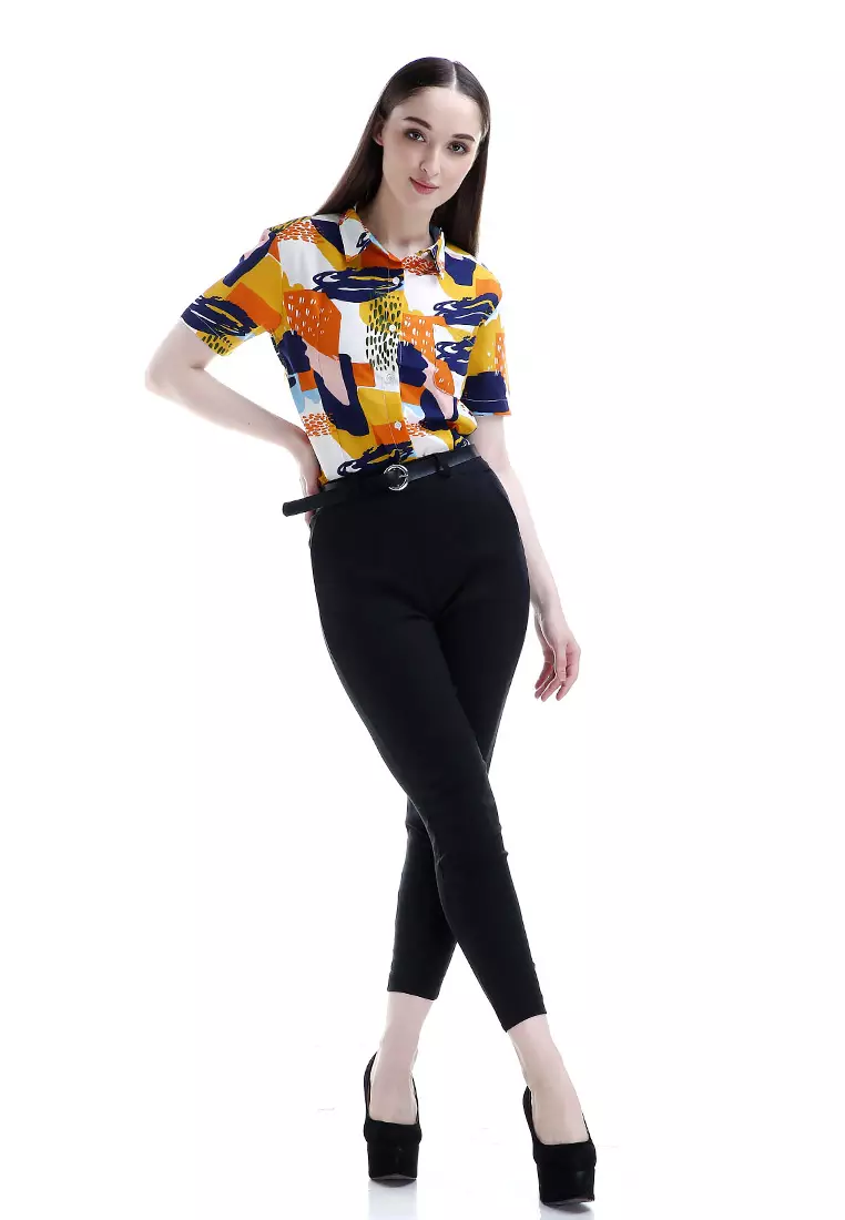 Hazel Celana Chino Wanita Bawahan Kasual Baggy Pants Woman - Hitam