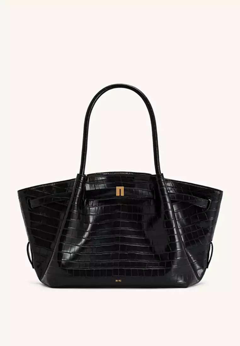 Hana Medium Tote Bag - Black Croc