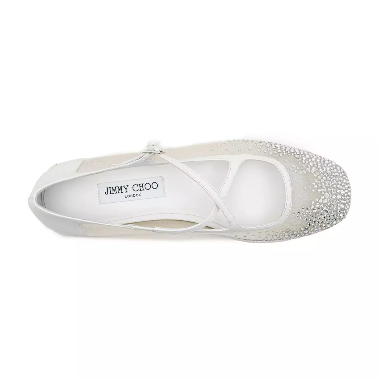 Eleri Mesh Ballerinas White Crystal