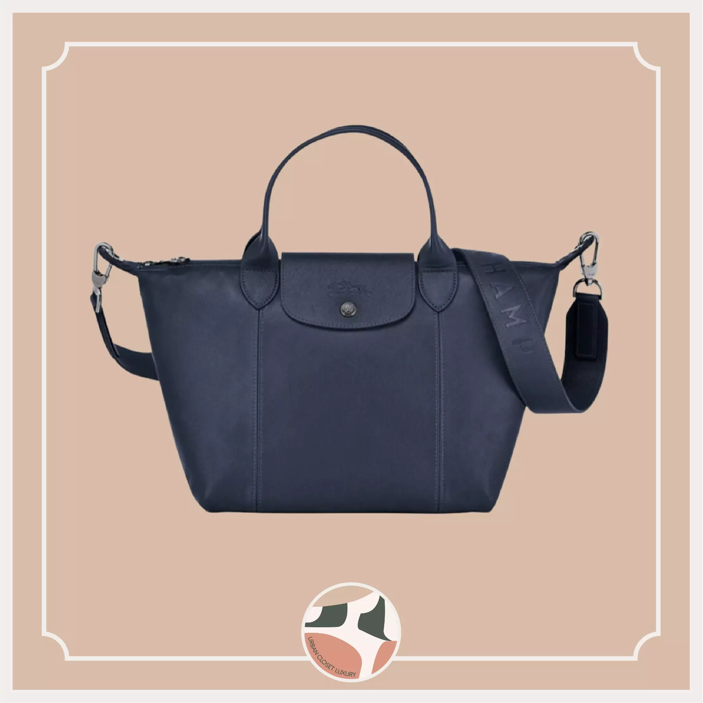 Le Pliage Cuir Medium Navy